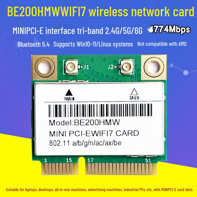 BE200HMW WiFi 7 Gigabit Tri-band Mini PCIe Internal Network Card with Bluetooth AX210.