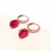 Purple Gold Colored Gold Egg Surface Redstone Shiny Surface Earrings Rose Gold Plated Fashion Noble Earrings