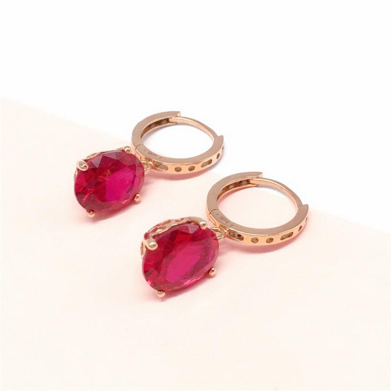 Purple Gold Colored Gold Egg Surface Redstone Shiny Surface Earrings Rose Gold Plated Fashion Noble Earrings
