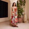 Women Bohemian Sleeveless Maxi Dress Square Neck Abstract Ethnic Print Button Front Flowy Long Summer Sundress