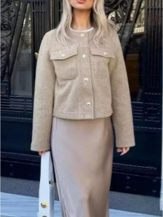 Women's European & American Style Pocket Decor Short Cardigan for Autumn & Spring