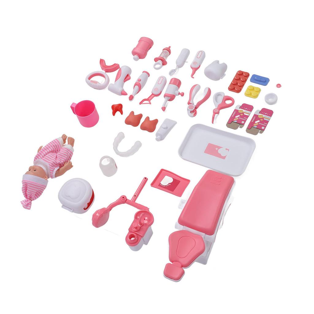 Dentist Toys Set for Toddlers with Music Light Realistic Teeth Accessories Pretend Medical Kit Toys