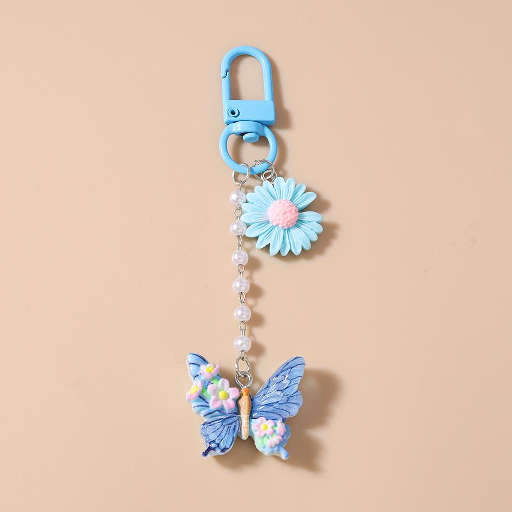 

Cute Resin Butterfly keychain Women Girls Flower Key Ring Pendant for Handbag Charms DIY Key Chain Jewelry Gifts