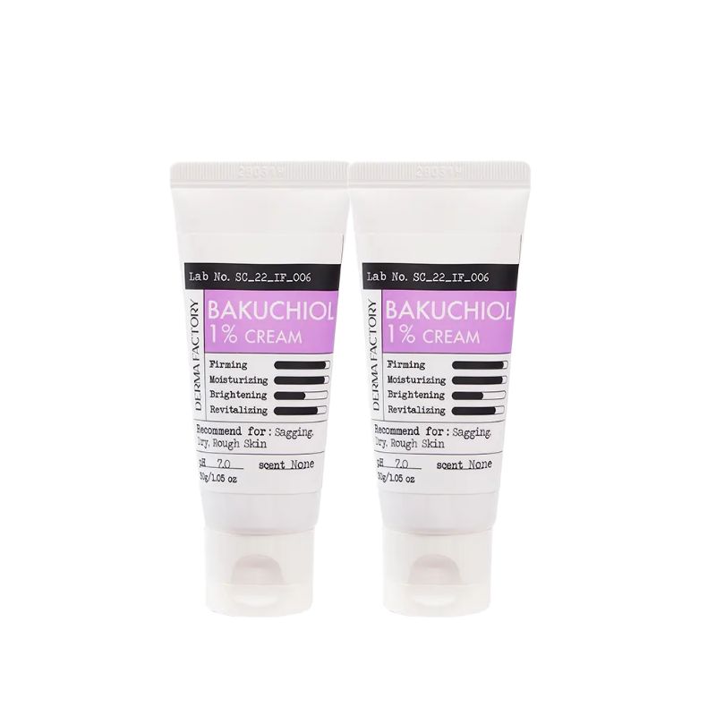 DERMA FACTORY Bakuchiol 1% Cream Set 30g x2 – Retinol Alternative Firming & Anti-Wrinkle Care