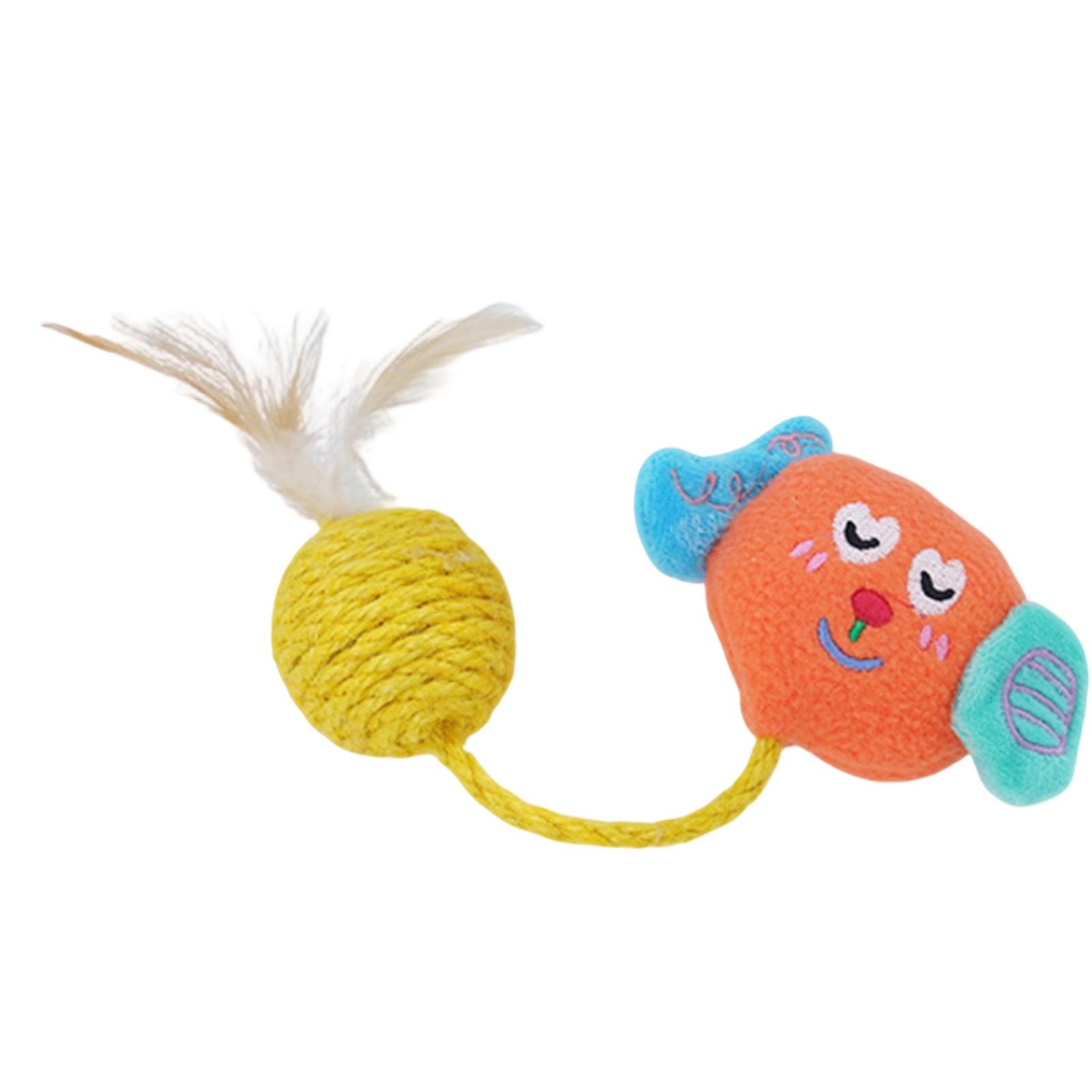 

Pet Plush Toy Feather Sisal Ball Cotton Rope Toy Cat Interactive Play Toy Durable Material Safe Design for Cats One Size помаранчевий
