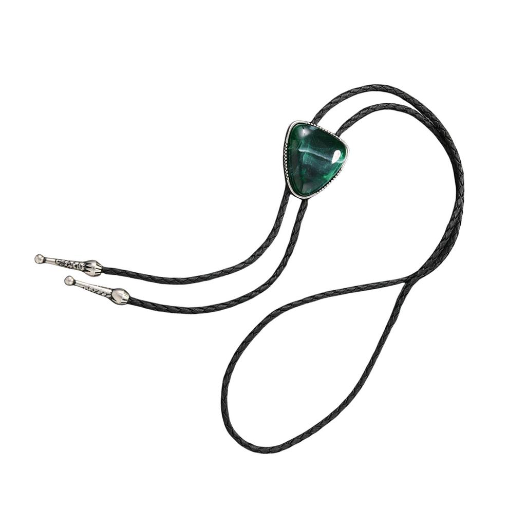 Vintage Triangular Stone Bolo Tie Cowboy Costume Accessory for Men and Women Western PU Leather Cord Necktie Necklace