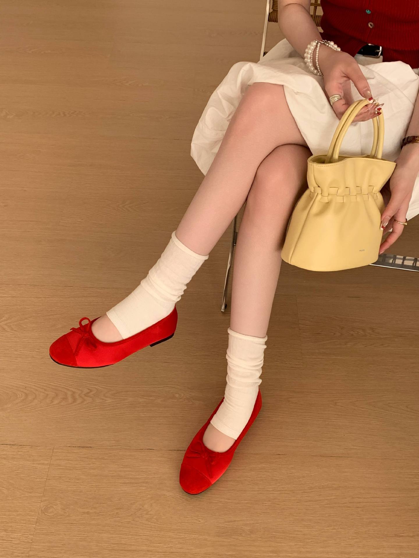 Gentle Wind Fashion Single Shoes Autumn Retro Shallow Mouth Bow Ballet Shoes Flat Grandma Shoes Women 35