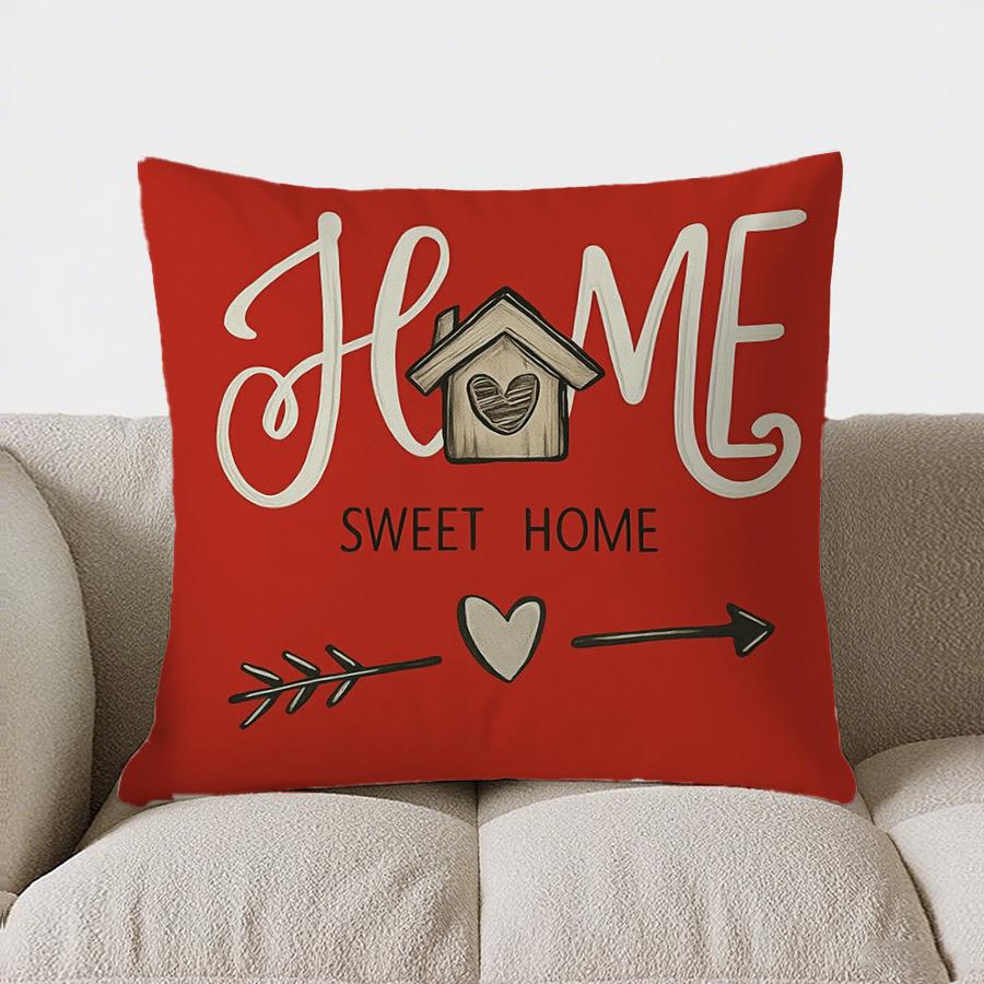 Home Decor Heart-Shaped Flowers In Wicker Basket Pillow Pattern Cushion Cover Suitable For Sofa Bedroom Car Pillow Cover