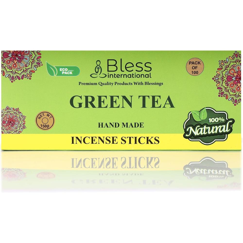Bless-Grüntee-Räucherstäbchen 100%-Natur-Handgemacht-Handgetaucht-Räucherstäbchen Bio-Chemikalien-Frei für-Reinigung-Entspannung-Positivität