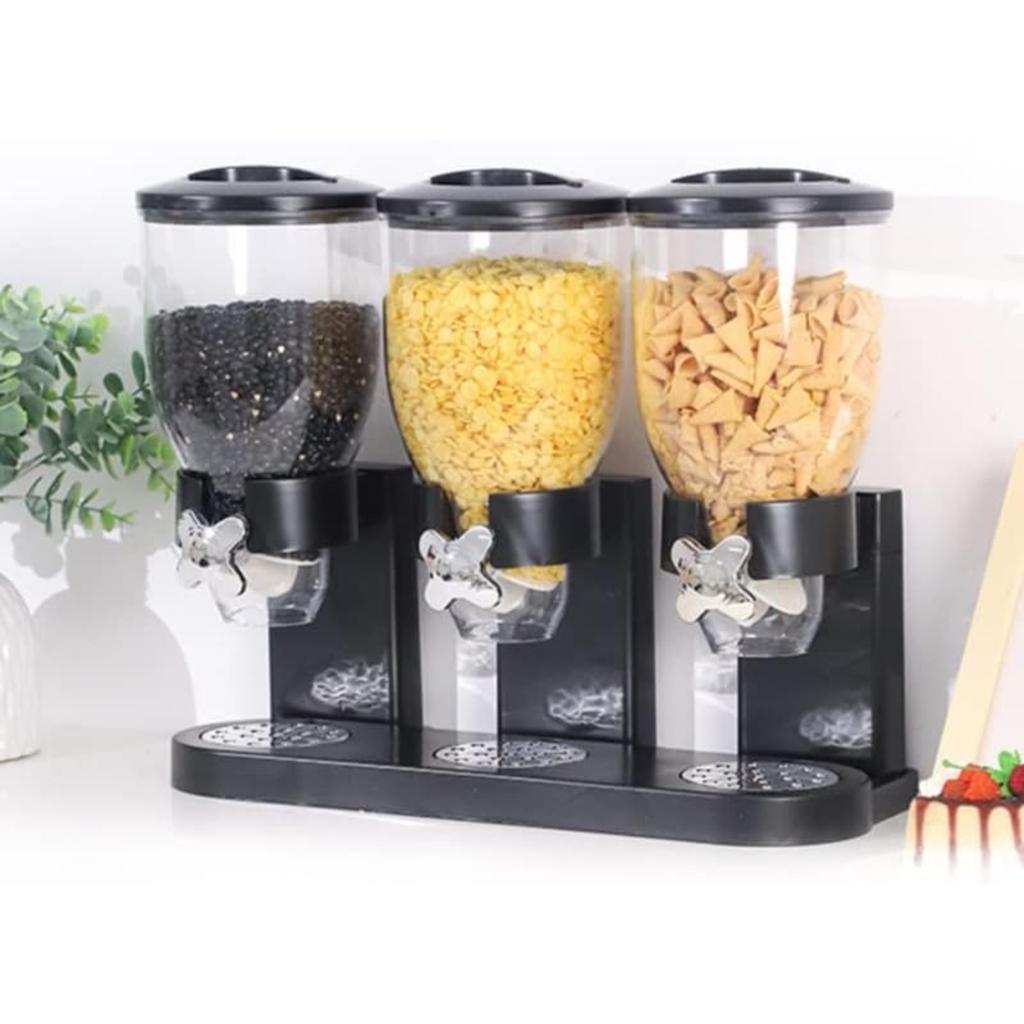 Triple Cereal Dispenser Dry Food Dispenser Cereal Containers Commercial Cereal Dispenser Triple Food Dispensers Nut Candy Dispenser Three Canister