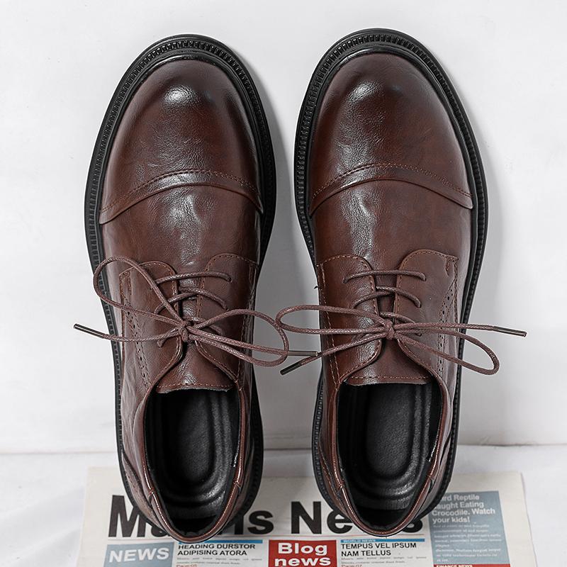 Fashion British Style Men's Brogue Shoes Simple Commuting Work Shoes Casual Fashionable Men's Business Shoes Wear-resistant Soles