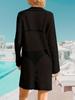 Women's Crochet Beach Cover Up Button Down Long Sleeve Cardigan Mini Dress