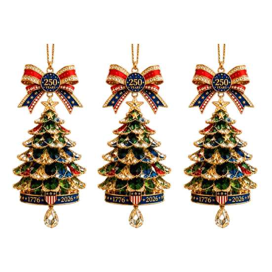 Anniversary Commemorative Gifts 250th Christmas Tree Ornament, 2D Acrylic Decor, Gift for Family Friends 1776-2026 Patriotic Hanging Decoration,