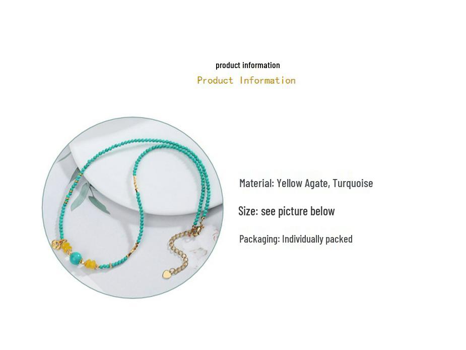 Bohemian Yellow Agate & Turquoise Abacus Bead Clavicle Necklace