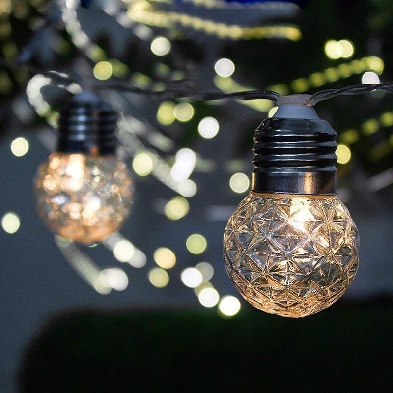 2 Modes Solar Bulbs String Lights Waterproof 10 LED Globe Lights Clear Bulb Outdoor LED Decorative Li