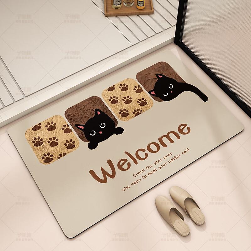 Visionary Cartoon Cat Diatomaceous Earth Bathroom Mat