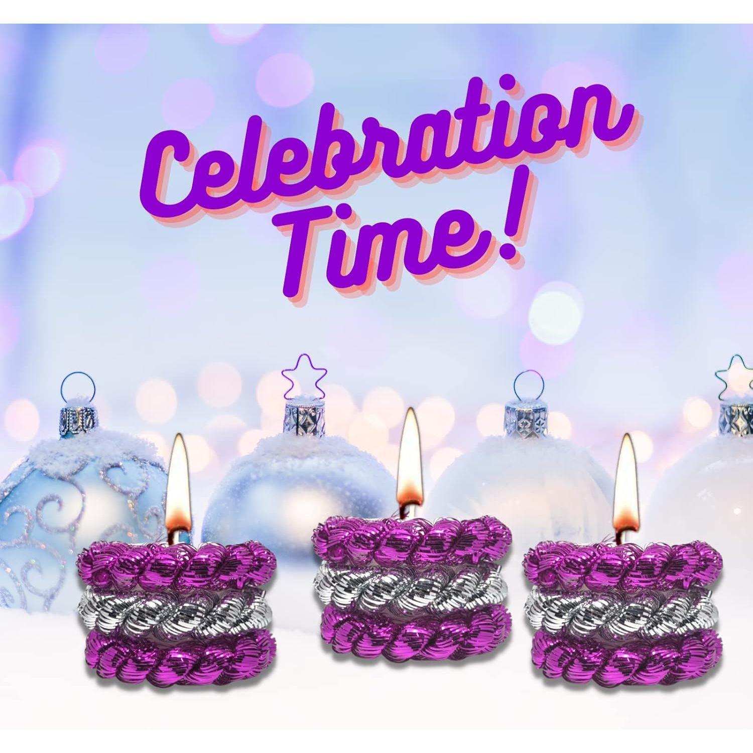 

Decorative Candles White Wax Colorful Pillar Design Round Merry Christmas Candles with Decoration Items (Pack of 3 Plus 1 Merry Christmas Acrylic Cut Out)