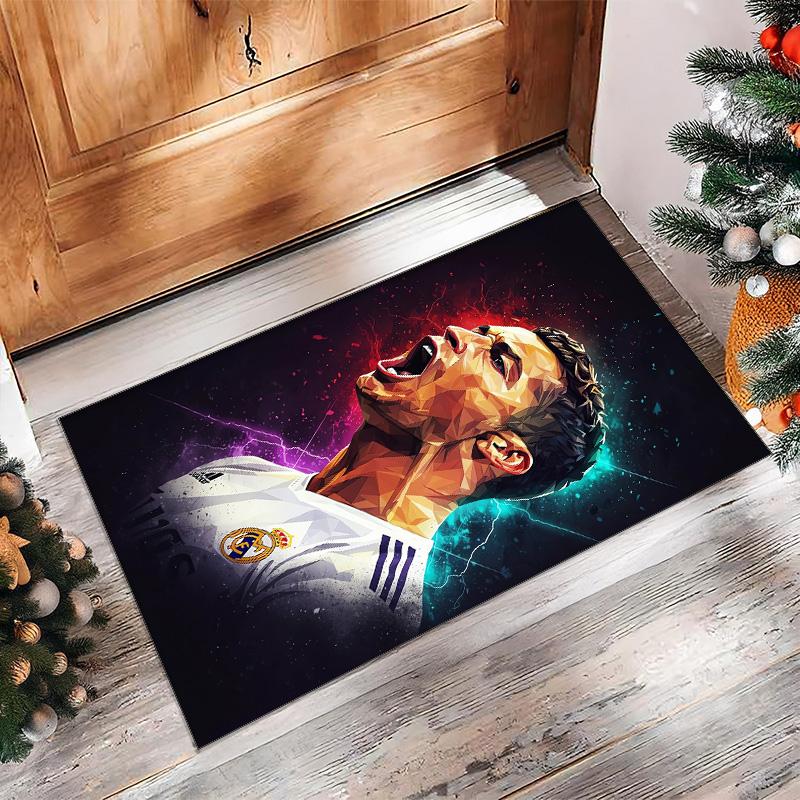 Cristiano Ronaldo Nadrukowany Flanelowy Dywanik Obszarowy Antypoślizgowy Miękki Poliestrowy Dywanik Podłogowy Mata Dekoracyjna do Sypialni Salonu Kanapy
