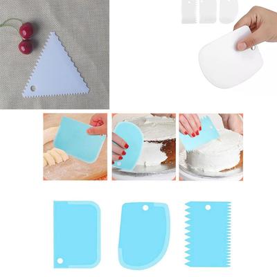 Kunststoff Kuchenschaber Set Backen Vereisung Glätter Werkzeuge für Creme Dekoration Teigschneider Gebäck Fondant Rand Muster Design
