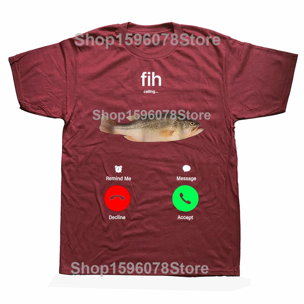 Funny Fih Call Call Me Back Fishing Graphic T-shirts Men Women's Fashion Casual Tshirt 100% Cotton Loose Oversized T Shirt