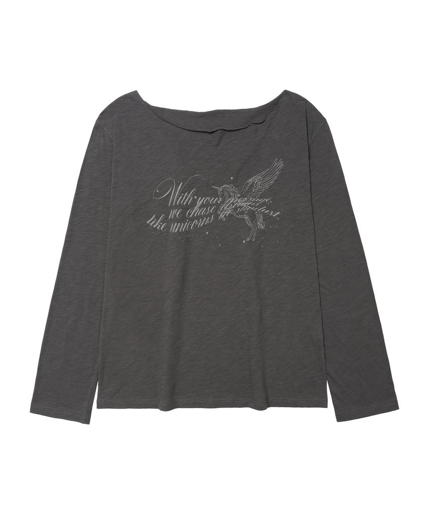 AMES-WORLDWIDE Unicorn Sheer Ls Tee Charcoal