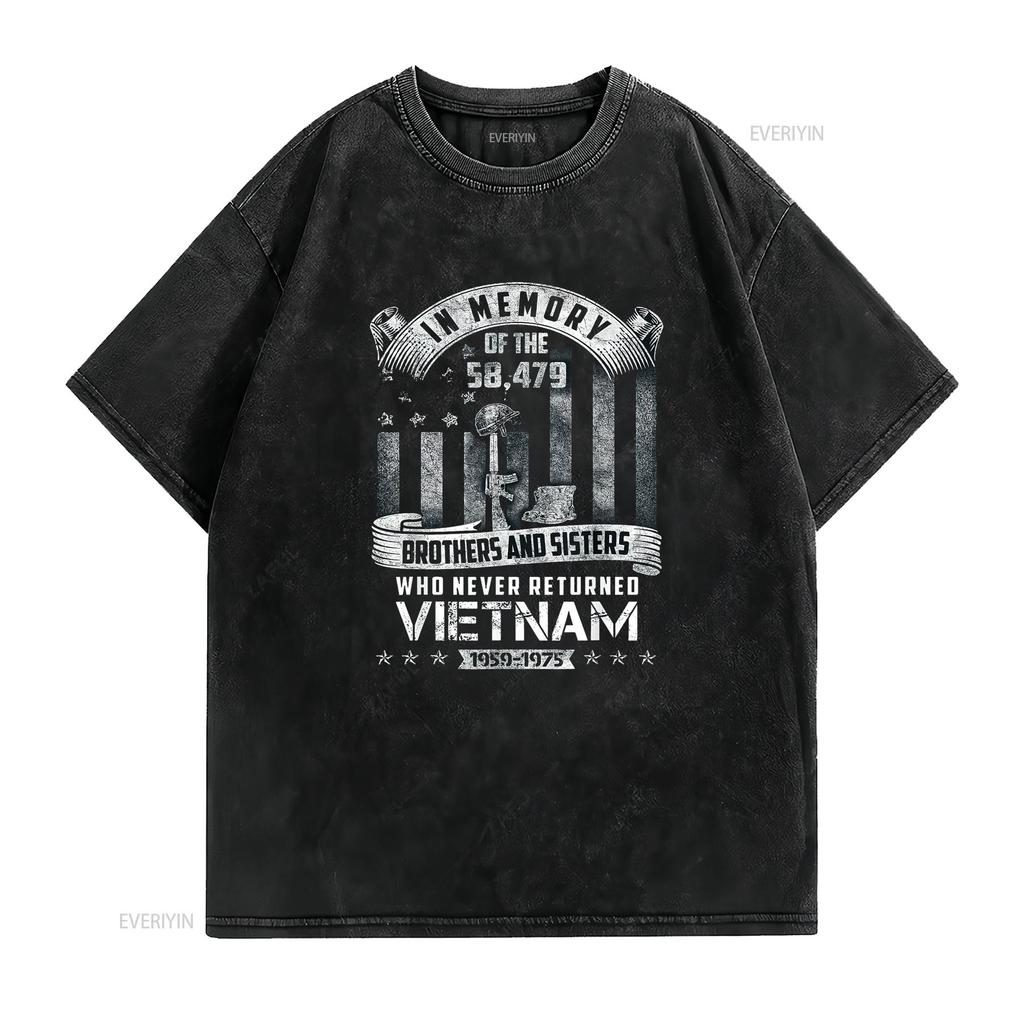 Womens In Memory Of Vietnam Veteran T Shirt Black 2XL Vintage Washed Homme Breathable Soft Unisex Stretched Stylish Comfortable