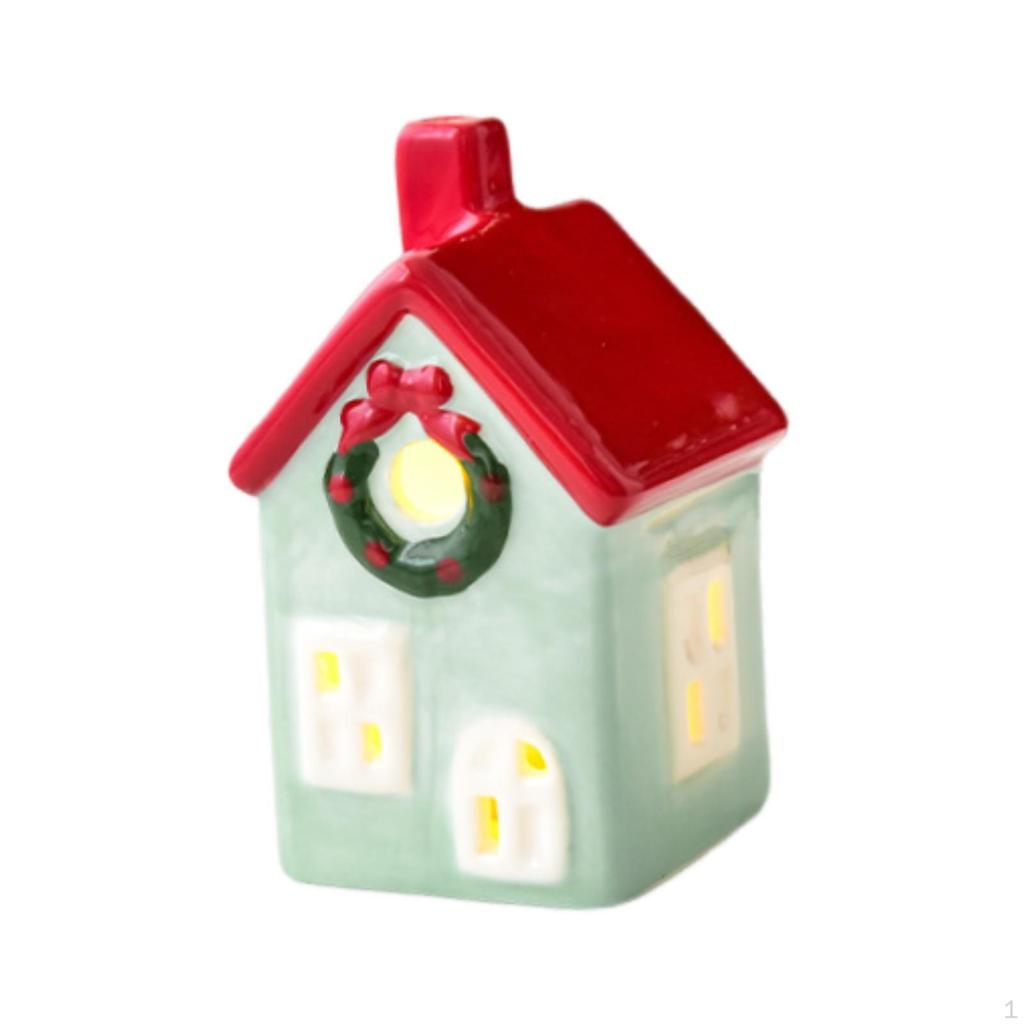 Mini Ceramic Light Up House Decoration Accessories Birthday Gift Xmas Ornament for Indoor Cabinet