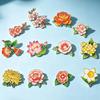 Flower Gods Brooch Metal Pin Badge with UV Printed Peony Plum Blossom Design