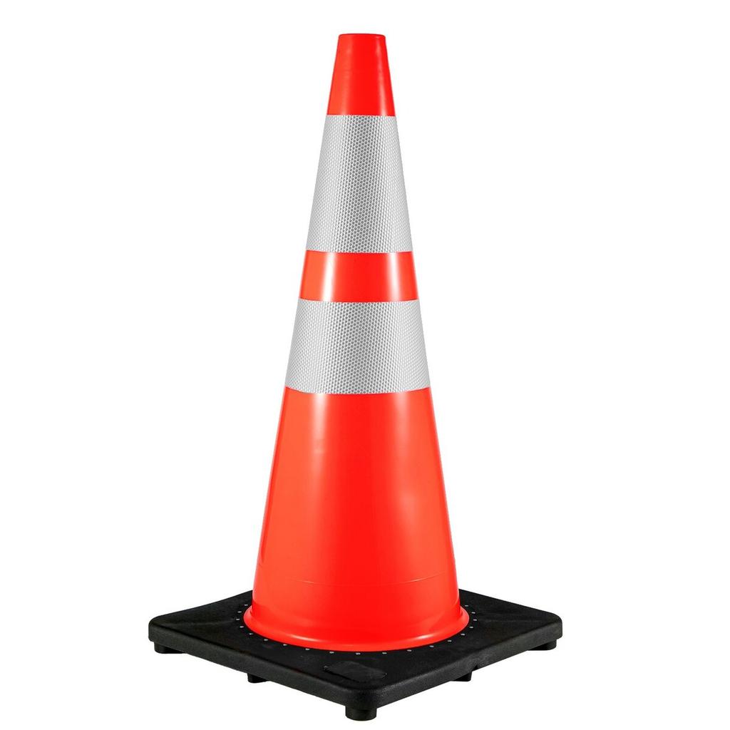 6Pack 36\" Traffic Cones, Safety Road Parking Cone with Black Weighted Base, PVC Orange Traffic Safety Cones, Hazard Cones Reflective Collars for