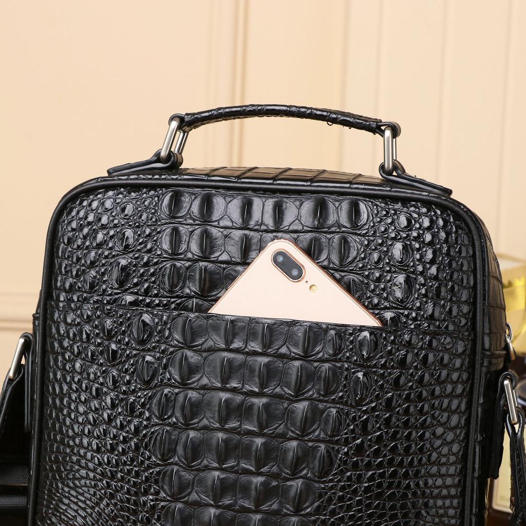 Crocodile-patterned Men's Bag, Daily Small Shoulder Bag, Business Crossbody Bag, Large Capacity Backpack, Casual Leather Men's Bag, Retro