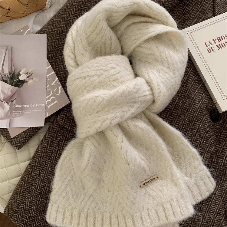 Wool Knitted Scarf for Women in Autumn and Winter New Style Korean Style Versatile High End Thickened Warm Student Scarf