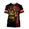 Summer Fashion Comfortable Loose Round Neck Short Sleeve Large Size T-shirt Creative Firefighter 3d Printed Men's Casual Sports T-shirt