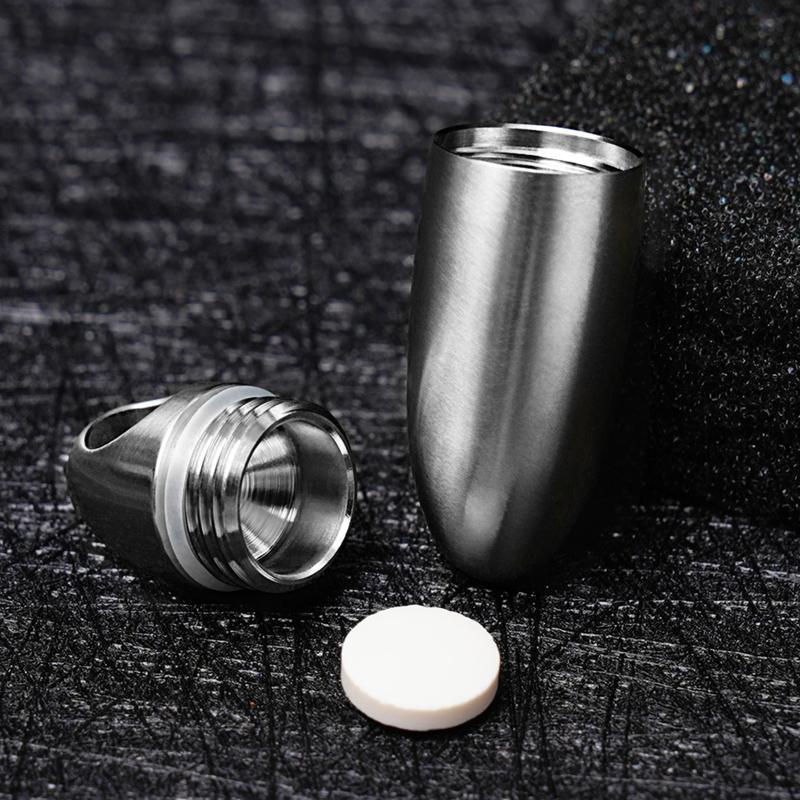 Titanium Alloy Waterproof Bunker Portable Small Pill Box Sealed Waterproof Keyring Mini Carry-On First Aid Pill Bottle