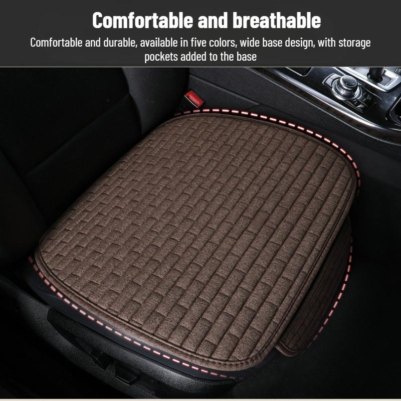 Universal Flax Linen Auto Seat Case Front Rear Non Slide All Season Automotive Protector Mat Pad Keep Warm Universal Fit Truck Suv Van