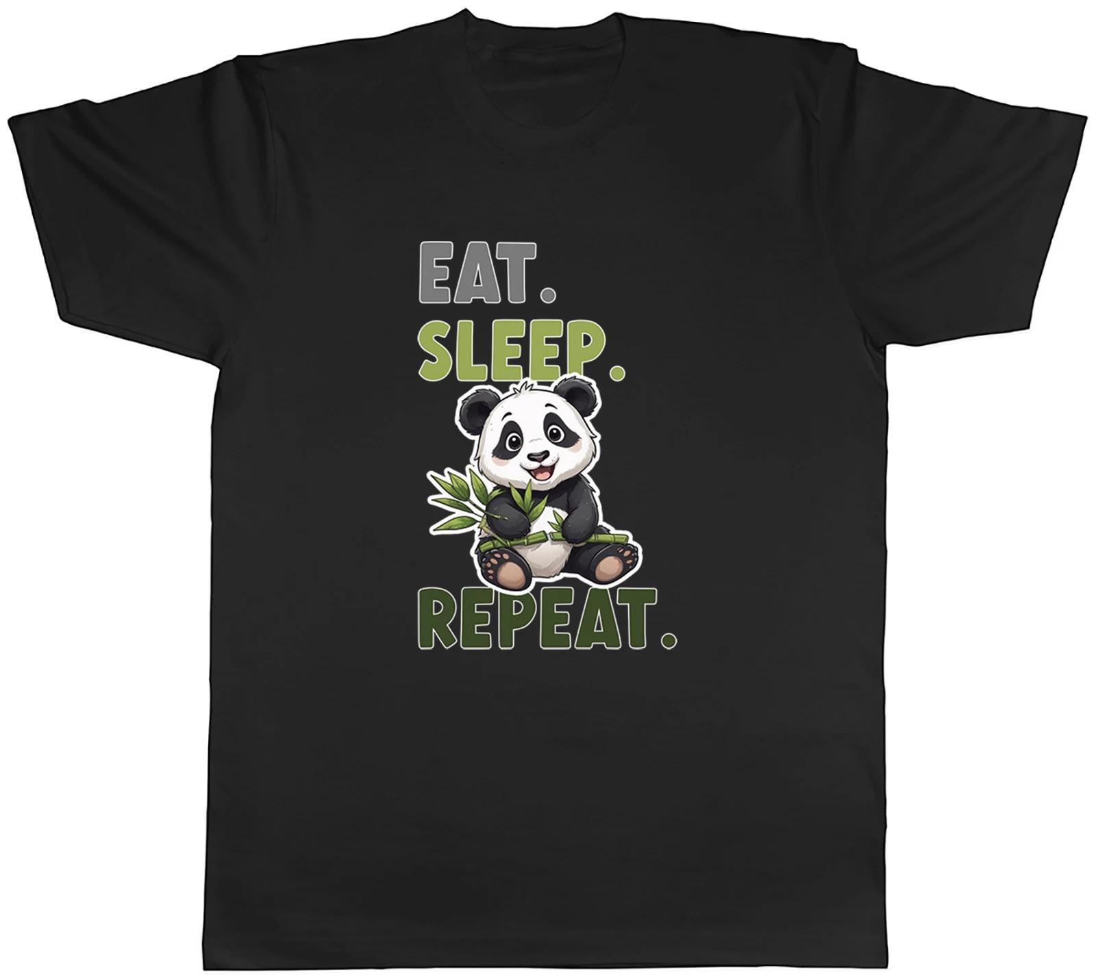 Eat Sleep Panda Repeat Mens T-Shirt Funny Panda Bear Tee Gift XL