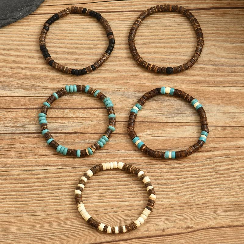New Coconut Shell Turquoise Beaded Elastic Line Men's Bracelet Bracelet Bracelet