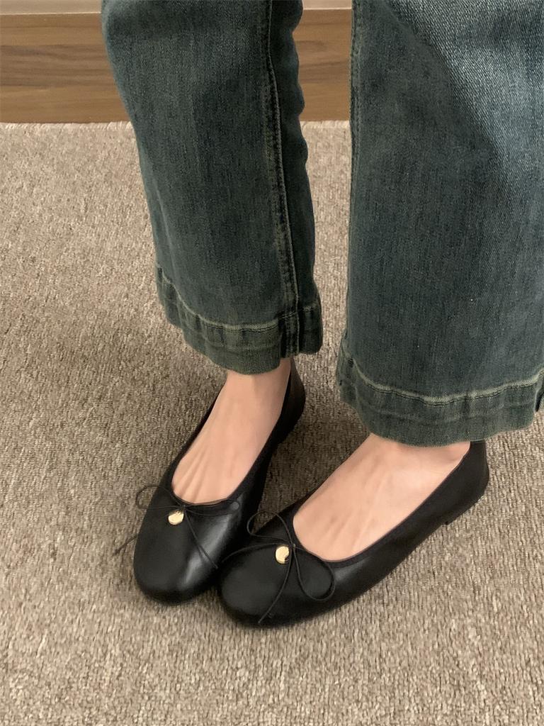 IPPEUM Women Ballerina Shoes Satin Round Toe Mary Janes Ballet Flats