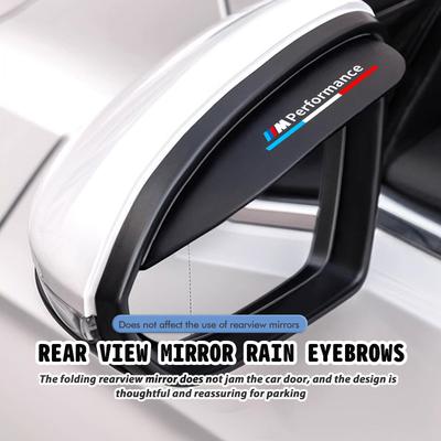 2pcs Car Sun Visor Rearview Mirror Rain Eyebrow Shield Sticker For Performance M Alpina E71 E83 F30 M6 F01 F20 X1 X2 X3