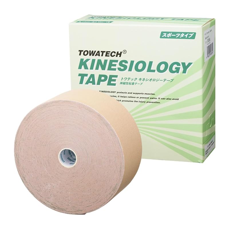 Towatec Kinesiology Tape, Sports Type, 75mm x 32m, 1 Roll, Water-Repellent, Elastic, for Sprains