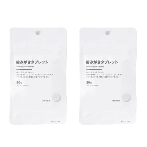 MUJI Toothpaste Tablets, Lemon, 20 Tablets (10g) X 2 Bags. MUJI Oral Care, Bad Breath Care, Bulk Purchase, Summer Odor Control