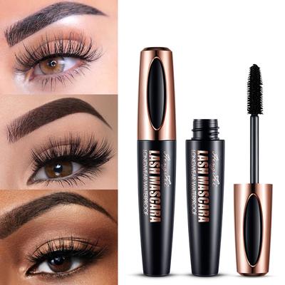 Mascara Volumizzante Allungante 4D, Waterproof, Lunga Durata, Curvante, A Prova di Sbavature, Nero