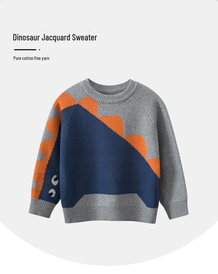 27kids Dinosaur Sweater for Boys - 2024 Autumn/Winter Knitwear Collection