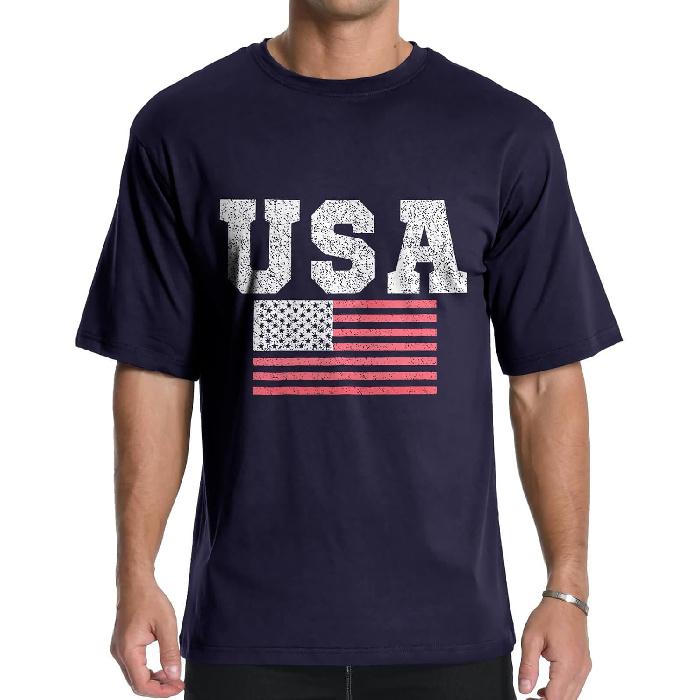 Aiyino Mens USA Flag Graphic Tee Patriotic American Short Sleeve T-Shirt