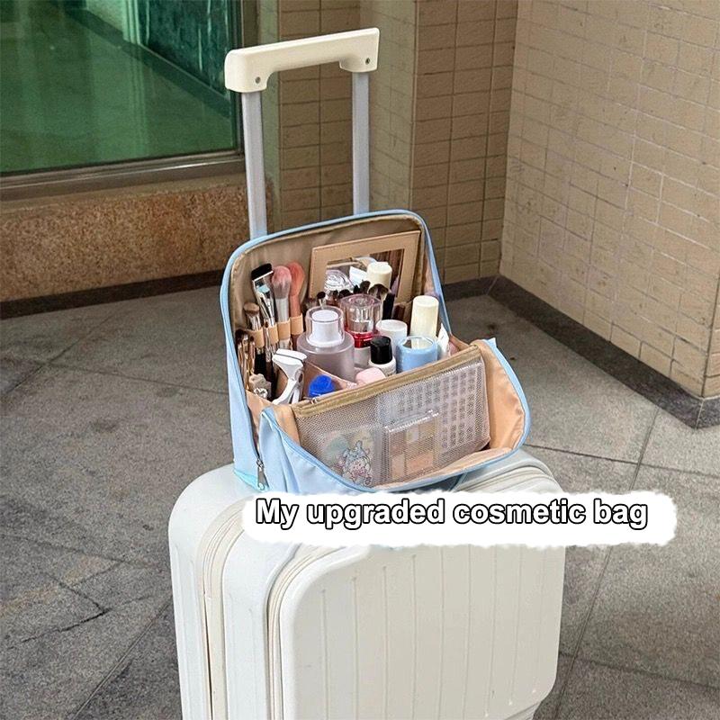 Tragbare Stehende Kosmetiktasche Große Kapazität Reisehandtasche Damen-Organizer Einfache Stifttasche Business-Stil Pu-Material