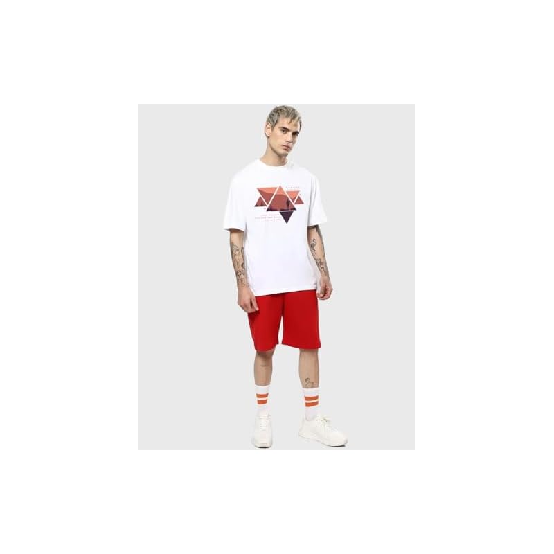 Bewakoof Men' Graphic Printed % Cotton TShirt Oversized Fit, Round Neck, Half Sleeves