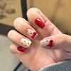 Autumn and Winter Sweet Cat Wearing Nail Three-dimensional Point Diamond Bow Removable Manicure Red Polka Dot Nail Piece