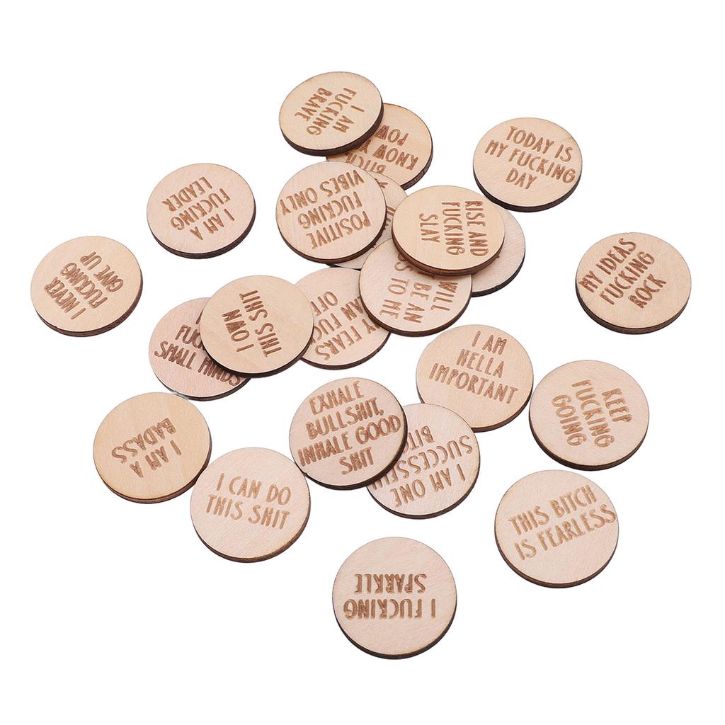 22 Stück Miniatur-Fluch-Affirmationsscheiben Lustige Einzigartige Miniatur-Süße Affirmation Holzdekoration für Familie Freunde Kollegen