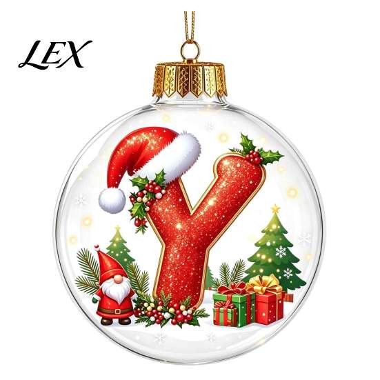 Indoor Outdoor Xmas Hanging Ornaments 26?Letter Acrylic Christmas Ball Ornament, 3D Crystal Style Alphabet Tree Decorations Pendant, Home