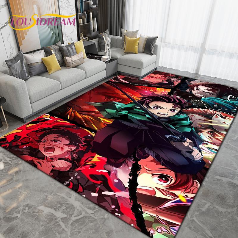 Cartoon Demon Slayer Area Rug Large,Carpet Rug for Living Room Children's Room Decoration,Kids Play Crawl Non-Slip Floor Mat