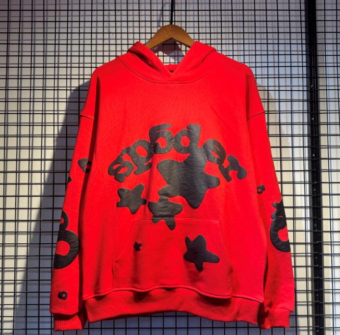 Sp5der 555555 Unisex Spinnennetz-Hoodie mit Schaumstoff-Schriftzug